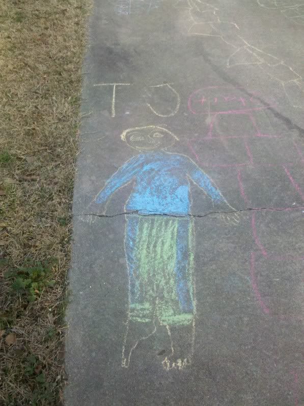 Jessica's Chalk Art of her Brother TJ, Uploaded from the Photobucket Android App