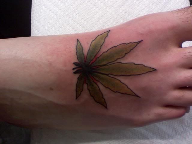 leaf tattoos. marijuana leaf tattoos