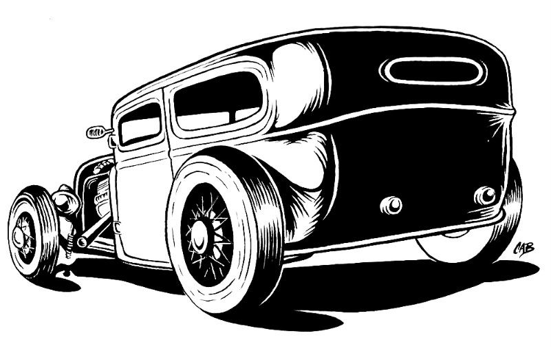 This 32 Ford sedan started out as a sketch then i threw some ink on it 