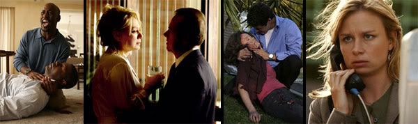 IMAGE 1: Wayne Palmer mourns over the death of his brother.  IMAGE 2: President Logan confers with his wife Martha.  IMAGE 3: Tony Almeida tends to the body of his wife Michelle after she falls victim to a car bomb.  IMAGE 3: Chloe O'Brian calls Jack Bauer for help after she was being pursued by bad guys.