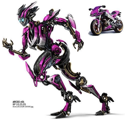 Art concepts of Arcee in robot and vehicle mode.