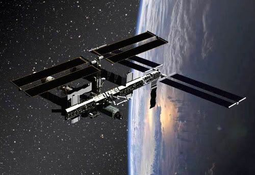 An artist's rendition of the ISS in orbit.