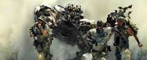 Scorponok attacks a couple of soldiers in the Middle East...in this screenshot from the live-action 'Transformers'.