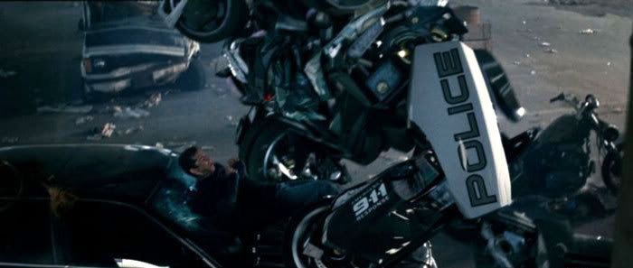 Barricade about to molest Sam Witwicky in last year's TRANSFORMERS.