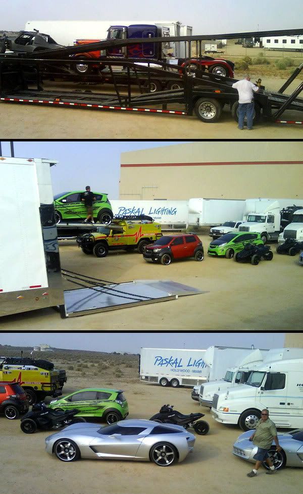 Photos of the TRANSFORMERS 2 hero vehicles at Edwards AFB in California.