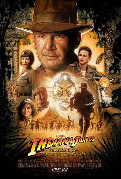 A new theatrical movie poster for INDIANA JONES AND THE KINGDOM OF THE CRYSTAL SKULL.