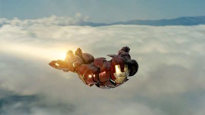 Iron Man soars through the wild blue yonder.