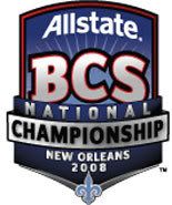 The logo for the 2008 BCS National Championship Game in New Orleans, Louisiana.