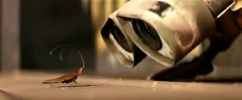 WALL-E bonds with his cockroach buddy.