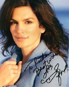 My autographed 8x10 photo by Cindy Crawford.