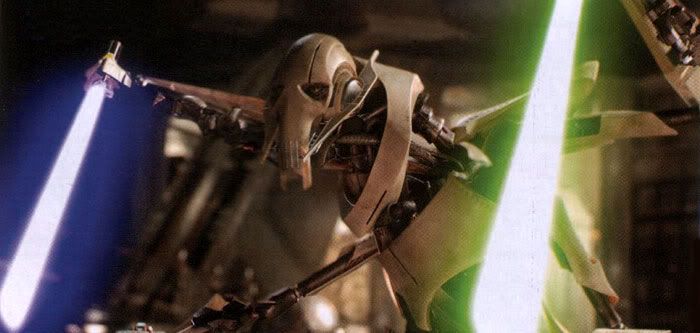 General Grievous with sabers drawn in REVENGE OF THE SITH.