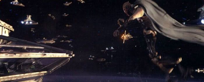 General Grievous gets sucked out of the Invisible Hand into space in REVENGE OF THE SITH.