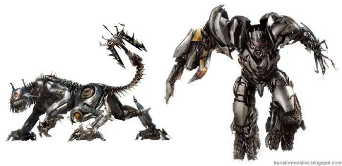 Concept artwork showing Ravage and Megatron from TRANSFORMERS: REVENGE OF THE FALLEN.