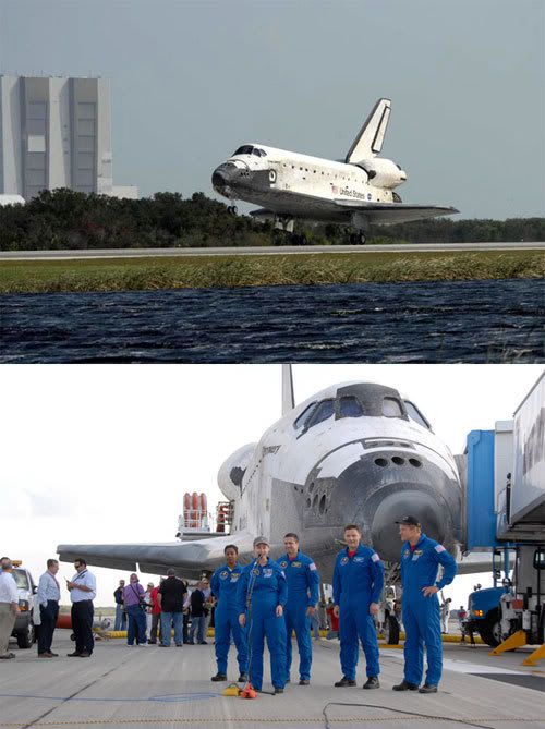 Space shuttle DISCOVERY touches down at Cape Canaveral in Florida on November 7, 2007.