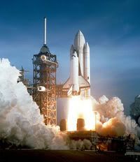Space Shuttle Columbia launches on the STS-1 mission on April 12, 1981.