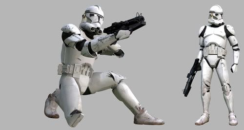 Two CG images of a clonetrooper.