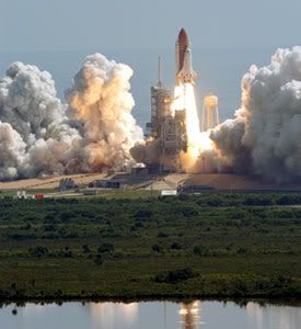 The Space Shuttle Discovery launches on STS-114... NASA's Return to Flight mission.