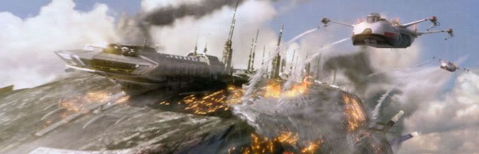 Two fireships spray water onto the burning hull of the Invisible Hand.