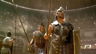 Maximus Decimus Meridius (Russell Crowe) and other slaves prepare to re-enact the Battle of Carthage inside the Colosseum...in the Ridley Scott-directed epic GLADIATOR.