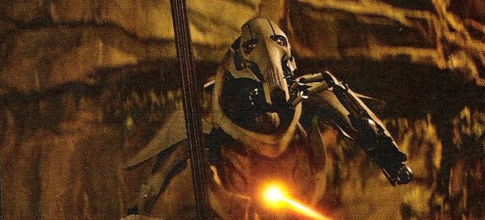 General Grievous getting shot with his own blaster.