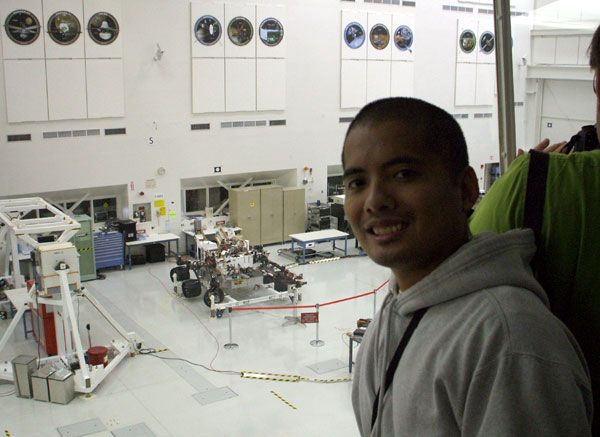 Posing with the Curiosity rover behind me.