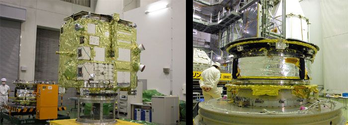 The Akatsuki spacecraft and IKAROS solar sail undergo launch preparations in Japan earlier this year.
