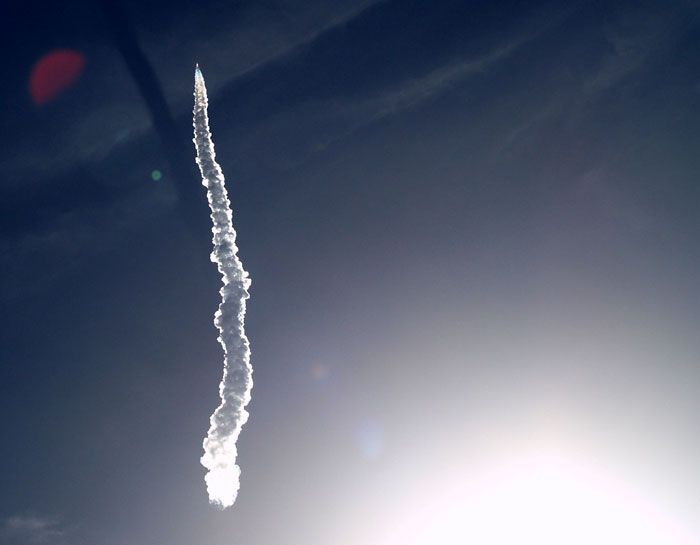A Delta IV-Heavy rocket soars skyward after being launched from Vandenberg Air Force Base in California on January 20, 2011.