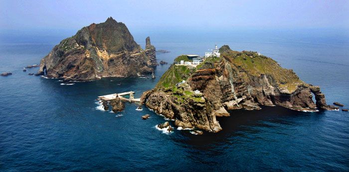 Liancourt Rocks, a.k.a. Dokdo islands, in the Sea of Japan.