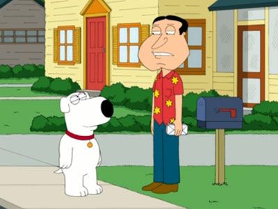 Brian Griffin tries to earn Quagmire's respect on FAMILY GUY.