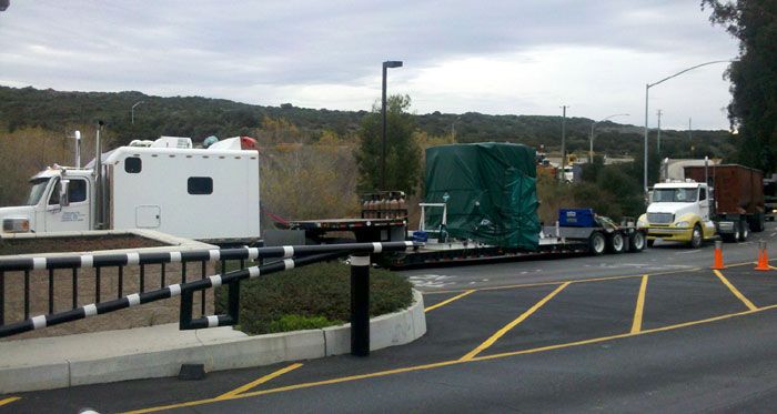 A truck carrying NASA's Glory spacecraft arrives at Vandenberg Air Force Base in California on January 11, 2011.