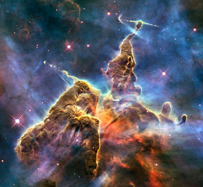 A Hubble Space Telescope image of the Carina Nebula...which is located 7,500 light-years from Earth.