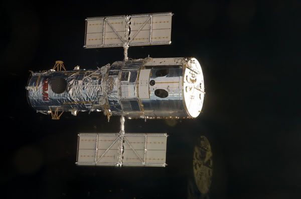 The HUBBLE SPACE TELESCOPE before it is docked with space shuttle ATLANTIS on May 13, 2009.