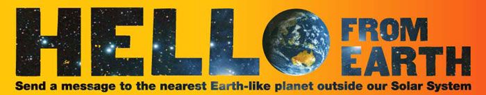 'HELLO FROM EARTH' banner.