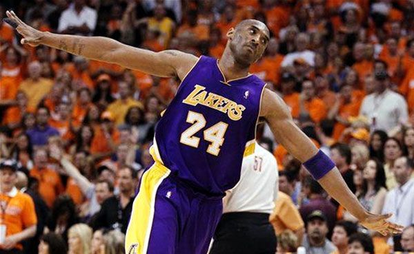 Kobe Bryant celebrates after the Lakers defeat the Phoenix Suns, 111-103, in Game 6 of the Western Conference Finals...on May 29, 2010.  The Lakers advanced to the NBA Finals for the third year in a row.