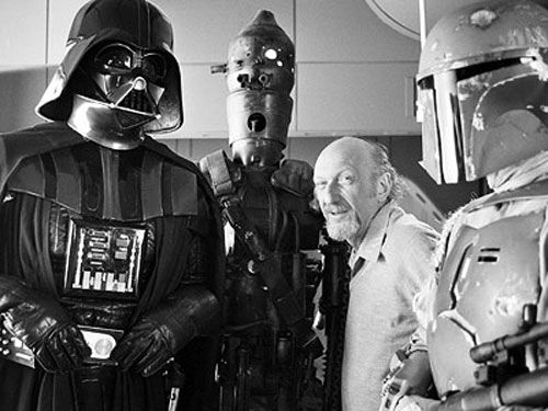 Irvin Kershner with the villains of THE EMPIRE STRIKES BACK, which Kershner directed.