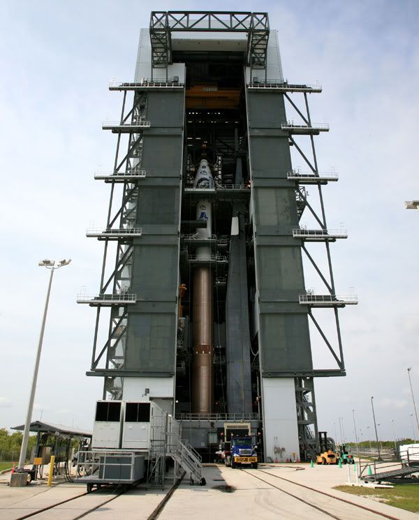 The Atlas V rocket that will launch the Lunar Reconnaissance Orbiter towards the Moon on June 17.