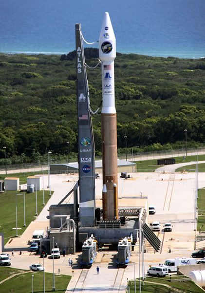 The Atlas V rocket carrying the LRO spacecraft stands poised for launch at Cape Canaveral Air Force Station's Pad 41, on June 18, 2009.