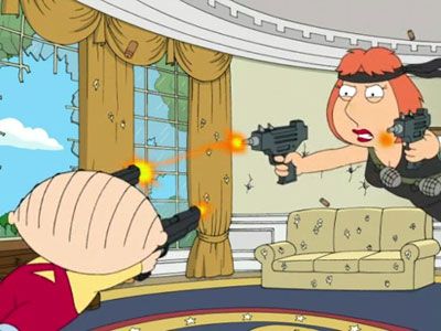 Stewie and Lois battle it out in a 2007 episode of FAMILY GUY.