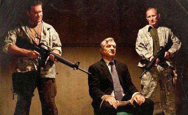 Robert De Niro as a U.S. senator who's about to get his comeuppance at the hands of Texas vigilantes in MACHETE.