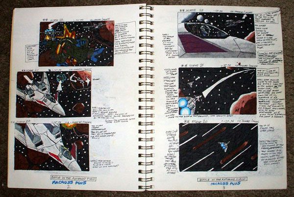 A sketchbook containing my storyboard drawings for MACROSS PLUS.