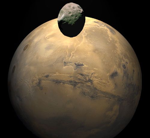 Mars and Phobos.