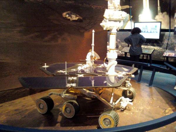 A life-size Mars Rover replica...inside the exhibit room right next door to the von Kármán Auditorium.