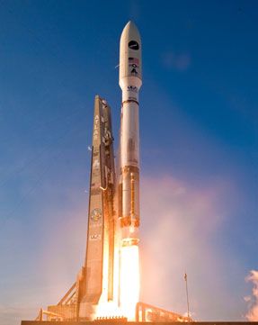 The Atlas V rocket carrying the X-37B Orbital Test Vehicle (OTV) is launched from Cape Canaveral Air Force Station in Florida, on March 5, 2011.