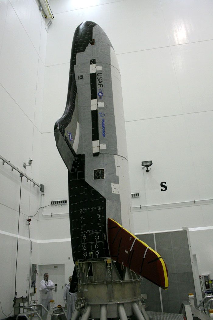 The OTV undergoes launch preparations in this Boeing file photo.