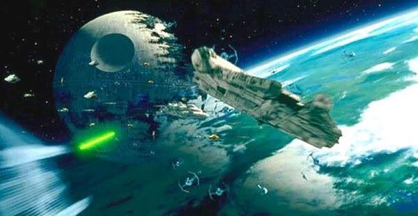 The space battle above Endor.