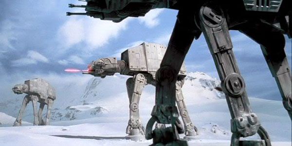 Imperial Walkers wreak havoc during the Battle of Hoth in THE EMPIRE STRIKES BACK.