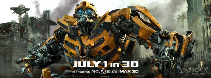 Bumblebee also looking bad-ass in a new banner for TRANSFORMERS: DARK OF THE MOON.