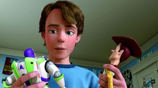 Andy decides which of his two favorite childhood toys he'll take with him to college in TOY STORY 3.