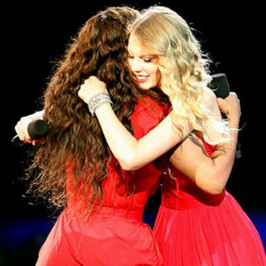 Beyonce and Taylor Swift at the 2009 VMAs.