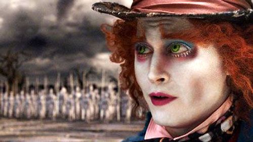 Johnny Depp as the Mad Hatter in ALICE IN WONDERLAND.
